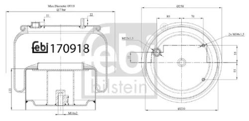 FEBI BILSTEIN FEBI BILSTEIN 170918 Febi Rear Air Bag Suspension Spring For Daf Cf Cf 75 Xf Xf 105 Xf Ii Xg Xg+ 