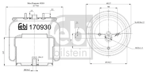FEBI BILSTEIN FEBI BILSTEIN 170930 Febi Front Air Bag Suspension Spring For Daf 75 Cf 85 Cf Cf 75 Cf 85 Xf 105 