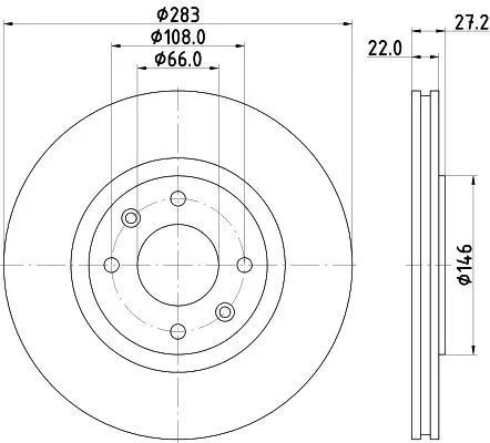 1x MINTEX MDC814 Brake Disc