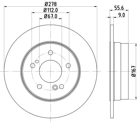 1x  MINTEX Brake Disc MDC855C 278