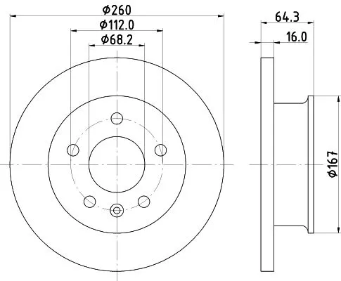 1x MINTEX MDC912 Brake Disc