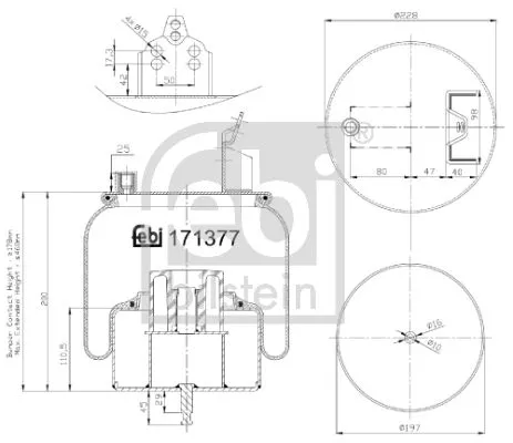 FEBI BILSTEIN FEBI BILSTEIN 171377 Febi Rear Air Bag Suspension Spring For Renault Trucks Magnum Premium 