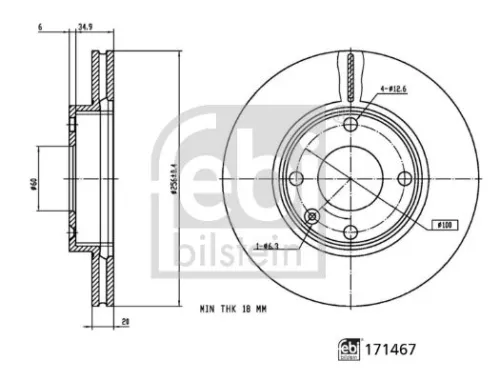 FEBI BILSTEIN FEBI BILSTEIN 171467 2x Febi Front Internally Vented Brake Disc For Opel Karl 