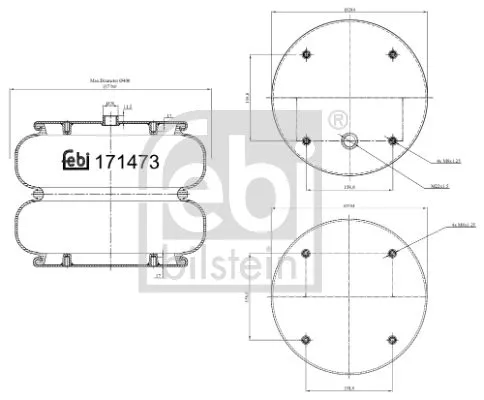 FEBI BILSTEIN FEBI BILSTEIN 171473 Febi Non-steered Trailing Axle Air Bag Suspension Spring For Daf Cf 75 Cf 8 