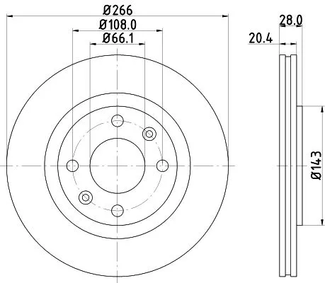 1x  MINTEX Brake Disc MDC990C 266