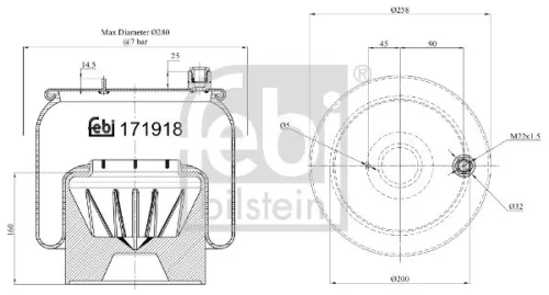 FEBI BILSTEIN FEBI BILSTEIN 171918 Febi Rear Air Bag Suspension Spring For Mercedes-benz Actros Mp4 / Mp5 Anto 