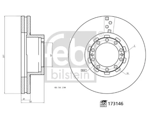 FEBI BILSTEIN FEBI BILSTEIN 173146 2x Febi Front Vented Brake Disc For Daf Sb 