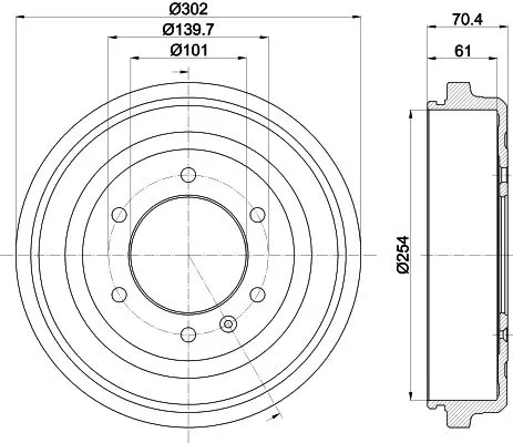 1x MINTEX MBD390 Brake Drum