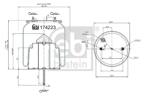 FEBI BILSTEIN FEBI BILSTEIN 174223 Febi Rear Air Bag Suspension Spring For Scania 2 - Series 4 - Series Bus F  