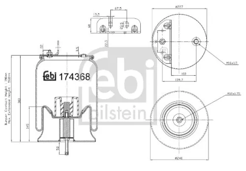 FEBI BILSTEIN FEBI BILSTEIN 174368 Febi Rear Left Or Right Air Bag Suspension Spring For Iveco Eurocargo 