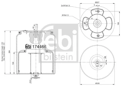 FEBI BILSTEIN FEBI BILSTEIN 174466 Febi Front Air Bag Suspension Spring For Volvo Fh Fh Ii Fh16 Fm 