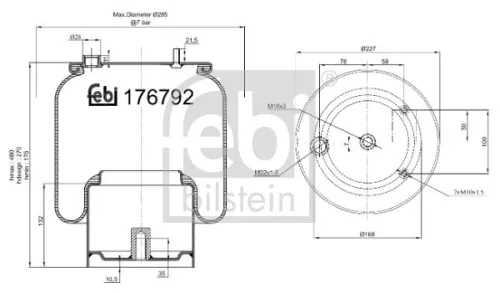 FEBI BILSTEIN FEBI BILSTEIN 176792 Febi Non-steered Trailing Axle Air Bag Suspension Spring For Daf Cf Cf 85 X 