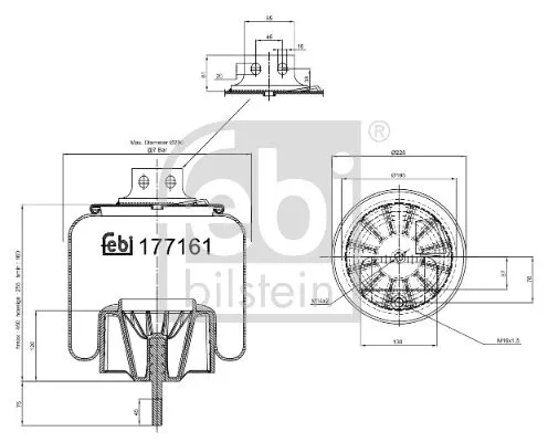 FEBI BILSTEIN FEBI BILSTEIN 177161 Febi Front Left Air Bag Suspension Spring For Iveco Eurostar Eurotech Mh Eu 
