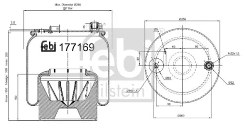 FEBI BILSTEIN FEBI BILSTEIN 177169 Febi Rear Right Air Bag Suspension Spring For Mercedes-benz Actros Mp4 / Mp 