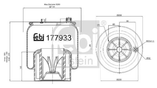 FEBI BILSTEIN FEBI BILSTEIN 177933 Febi Rear Air Bag Suspension Spring For Mercedes-benz Actros Mp4 / Mp5 Anto 