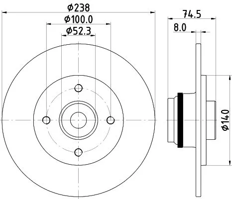 1x  MINTEX Brake Disc MDC1997 238