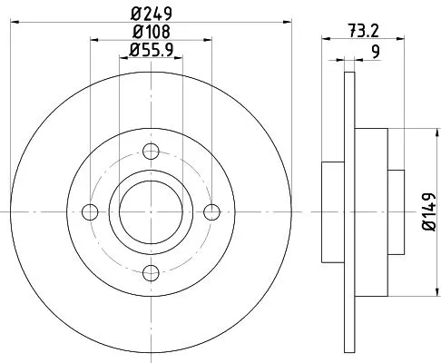 1x  MINTEX Brake Disc