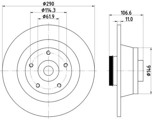 1x  MINTEX Brake Disc