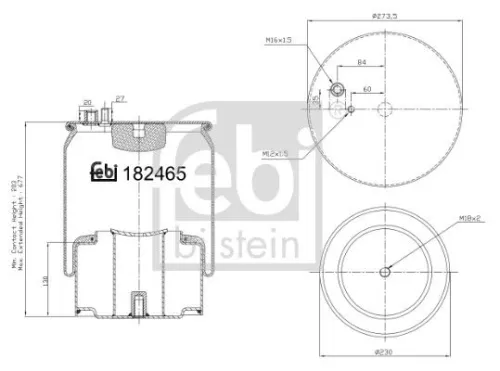 FEBI BILSTEIN FEBI BILSTEIN 184254 Febi Rear Left Or Right Air Bag Suspension Spring For Erf Man Ect Foc Tga 
