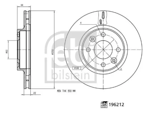 FEBI BILSTEIN FEBI BILSTEIN 196212 2x Febi Front Internally Vented Brake Disc For Dacia Renault Clio Logan Lo 