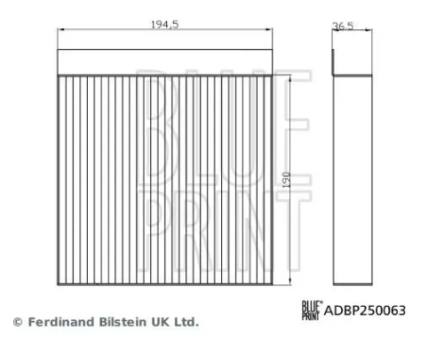 BLUE PRINT BLUE PRINT ADBP250063 Blue Print Filter Cabin Air For Mg Mg (Saic) Mg Zs Zs Zx 