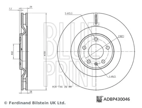 BLUE PRINT BLUE PRINT ADBP430046 2x BLUE Print Rear Internally Vented Brake Discs For Audi Vw A6 A6 Allroad A7 A8 E-t 