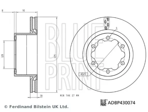 BLUE PRINT BLUE PRINT ADBP430074 2x BLUE Print Rear Internally Vented Brake Discs For Man Vw Crafter Grand California 