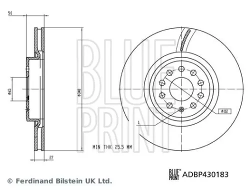 BLUE PRINT BLUE PRINT ADBP430183 2x BLUE Print Front Internally Vented Brake Discs For Audi Cupra Skoda Vw Born Enyaq 
