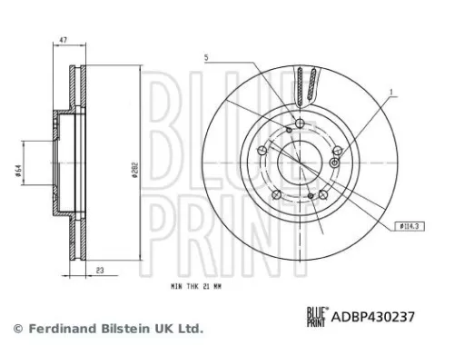 2x BLUE Print Front Internally Vented Brake Discs For Honda E