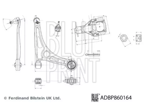 BLUE PRINT BLUE PRINT ADBP860164 Blue Print Front Right Lower Control Trailing Arm For Hyundai Kia Ioniq Ioniq 6  