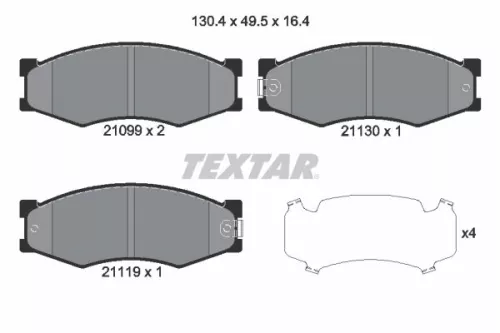 1x TEXTAR 2109902 Brake Pad Set