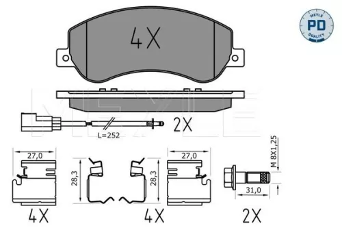 MEYLE MEYLE 025 244 8419/PD Meyle Pd Front Brake Pad Set For Ford Transit Transit Tourneo 