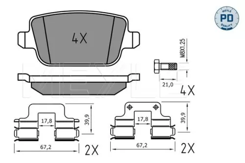 MEYLE MEYLE 025 245 3716/PD Meyle Pd Rear Brake Pad Set For Land Rover Volvo Freelander 2 S80 