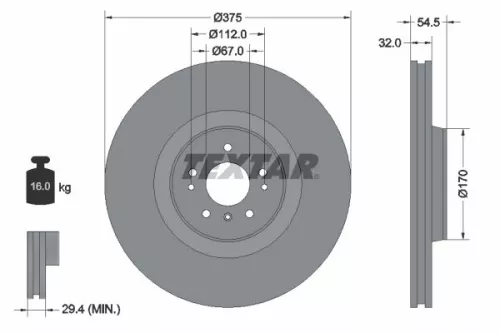 TEXTAR TEXTAR (2176603) 1x TEXTAR 2176603 Brake Disc 