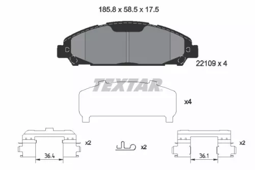 1x TEXTAR 2210901 Brake Pad Set