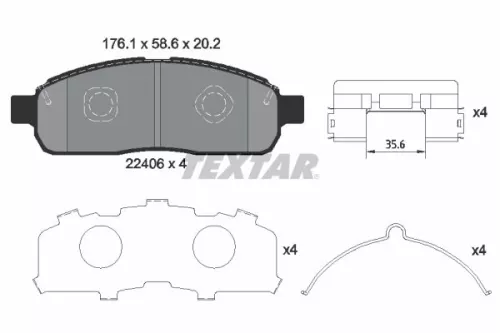 1x TEXTAR 2240601 Brake Pad Set