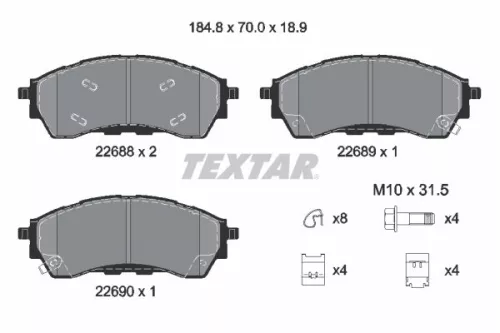1x TEXTAR 2268801 Brake Pad Set