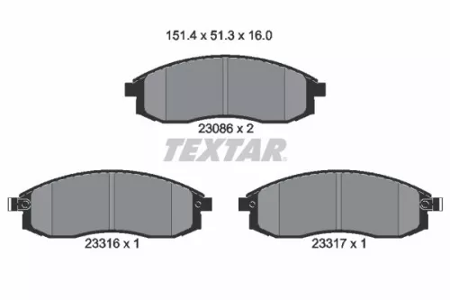 TEXTAR TEXTAR 2308602 1x TEXTAR 2308602 Brake Pad Set 
