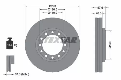 TEXTAR TEXTAR (2317703) 1x TEXTAR 2317703 Brake Disc 