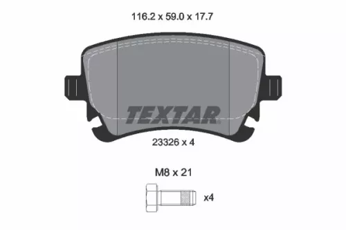 1x TEXTAR 2332611 Brake Pad Set