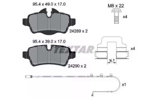 TEXTAR TEXTAR 2428904 1x TEXTAR 2428904 Brake Pad Set 