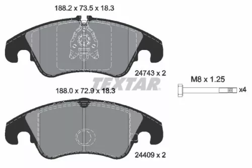 1x TEXTAR 2474302 Brake Pad Set