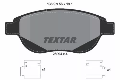 1x TEXTAR 2509401 Brake Pad Set