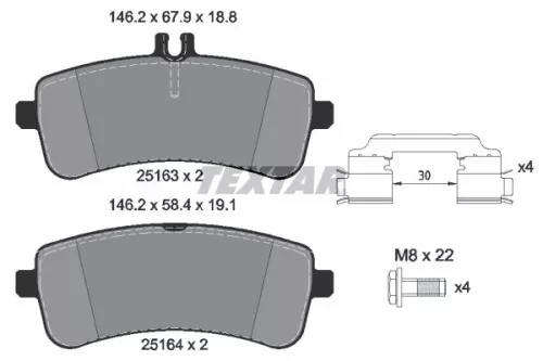TEXTAR TEXTAR 2516302 1x TEXTAR 2516302 Brake Pad Set 