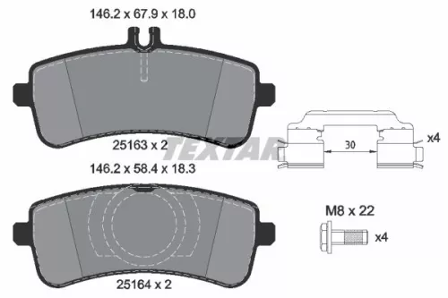 TEXTAR TEXTAR 2516305 1x TEXTAR 2516305 Brake Pad Set 