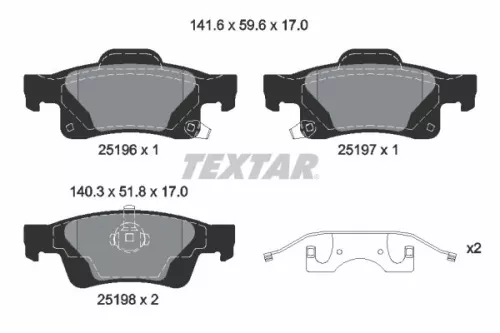 1x TEXTAR 2519603 Brake Pad Set