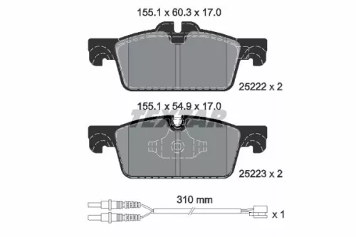 TEXTAR TEXTAR 2522201 1x TEXTAR 2522201 Brake Pad Set 