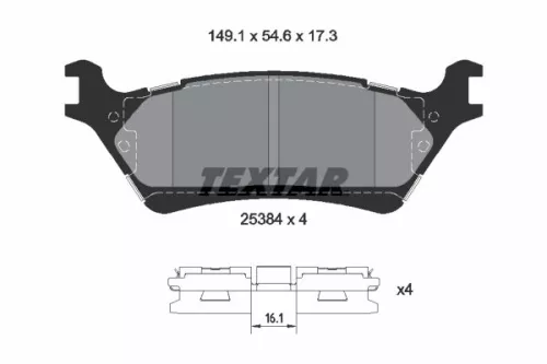 1x TEXTAR 2538401 Brake Pad Set