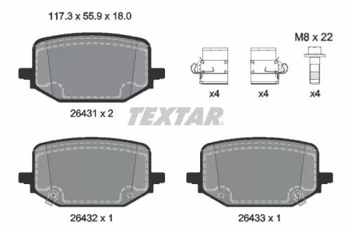 TEXTAR TEXTAR 2643102 1x TEXTAR 2643102 Brake Pad Set 