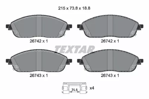 TEXTAR TEXTAR 2674201 1x TEXTAR 2674201 Brake Pad Set 